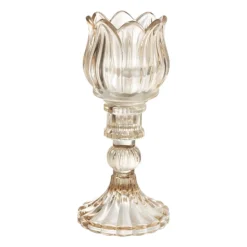 Waxinelichthouder tulp Nathalie - oker - ø7.8x14 cm