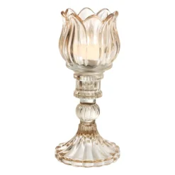 Waxinelichthouder tulp Nathalie - oker - ø7.8x14 cm