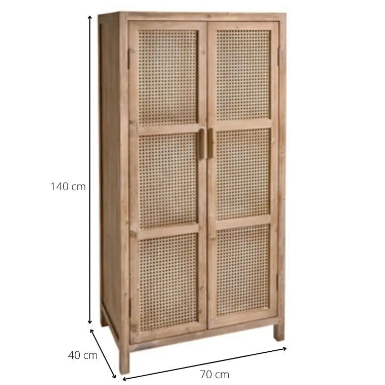 Webbing kast Bandung hoog - naturel - 140x70x40 cm