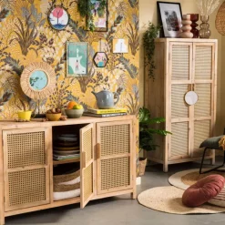 Webbing kast Bandung hoog - naturel - 140x70x40 cm