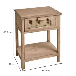 Webbing nachtkastje Bandung - naturel - 48x36x60.5 cm