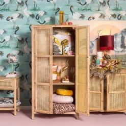 Webbing nachtkastje Bandung - naturel - 48x36x60.5 cm