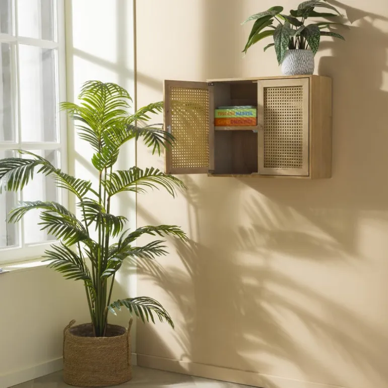 Webbing wandkast Bandung - naturel - 48.5x60x22 cm