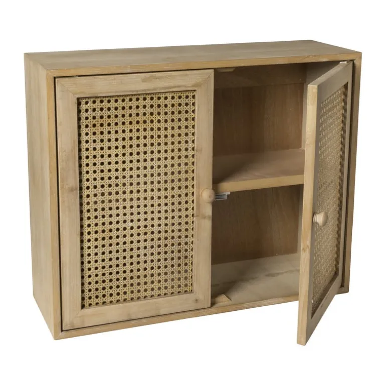 Webbing wandkast Bandung - naturel - 48.5x60x22 cm