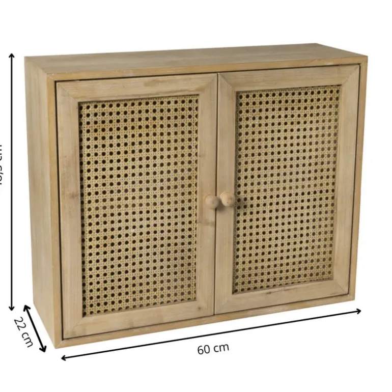 Webbing wandkast Bandung - naturel - 48.5x60x22 cm