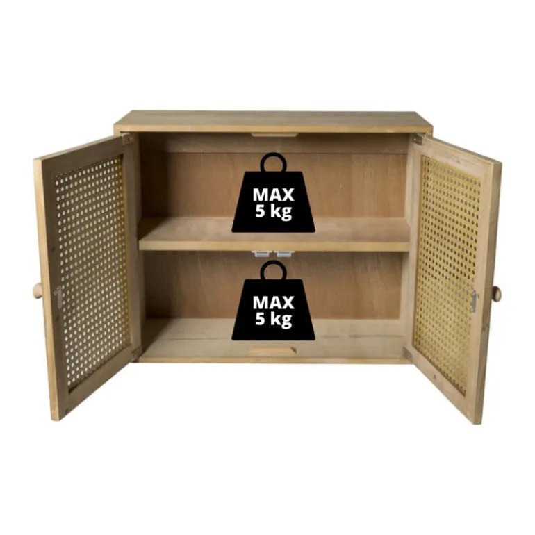 Webbing wandkast Bandung - naturel - 48.5x60x22 cm