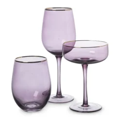 Wijnglas gouden rand - paars - 380 ml