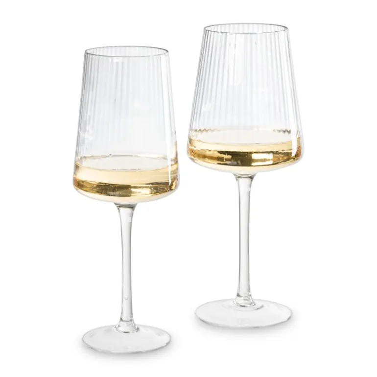 Wijnglas ribbel groot - glas - 400 ml