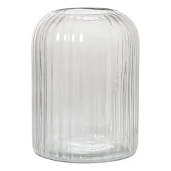 Windlicht ribbel groot - grijs - ø17.7x23.5 cm