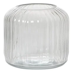 Windlicht ribbel klein - grijs - ø17.7x15.3 cm