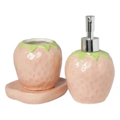 Zeepschaaltje aardbei - roze/groen - 2x11.5x9.8 cm