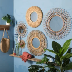 Zonnespiegel rotan - ø76 cm